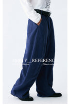 Navy Corduroy Wide Blade Trousers