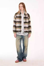 Fleece Plaid Collar Jacket - Empty Reference