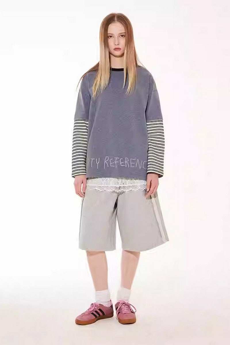 Grey Knit Drawstring Shorts - Empty Reference