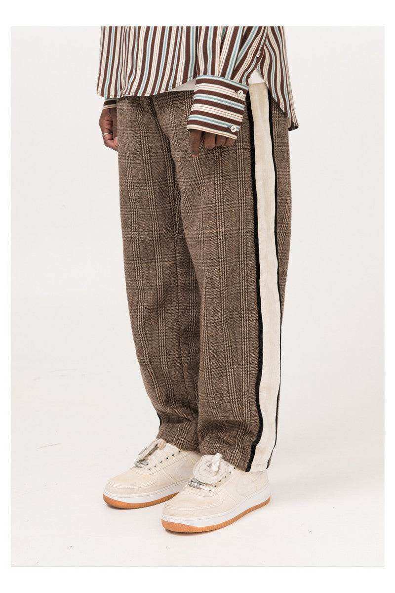 Brown Plaid Velvet Trousers - Empty Reference