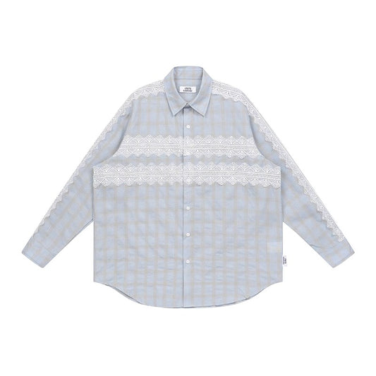 Lace Trim Plaid Shirt