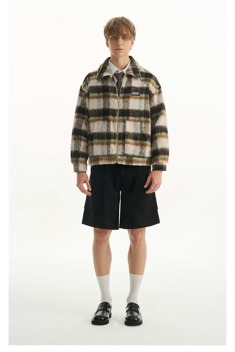 Fleece Plaid Collar Jacket - Empty Reference