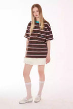 Ribbed Stripe Contrast Tee
