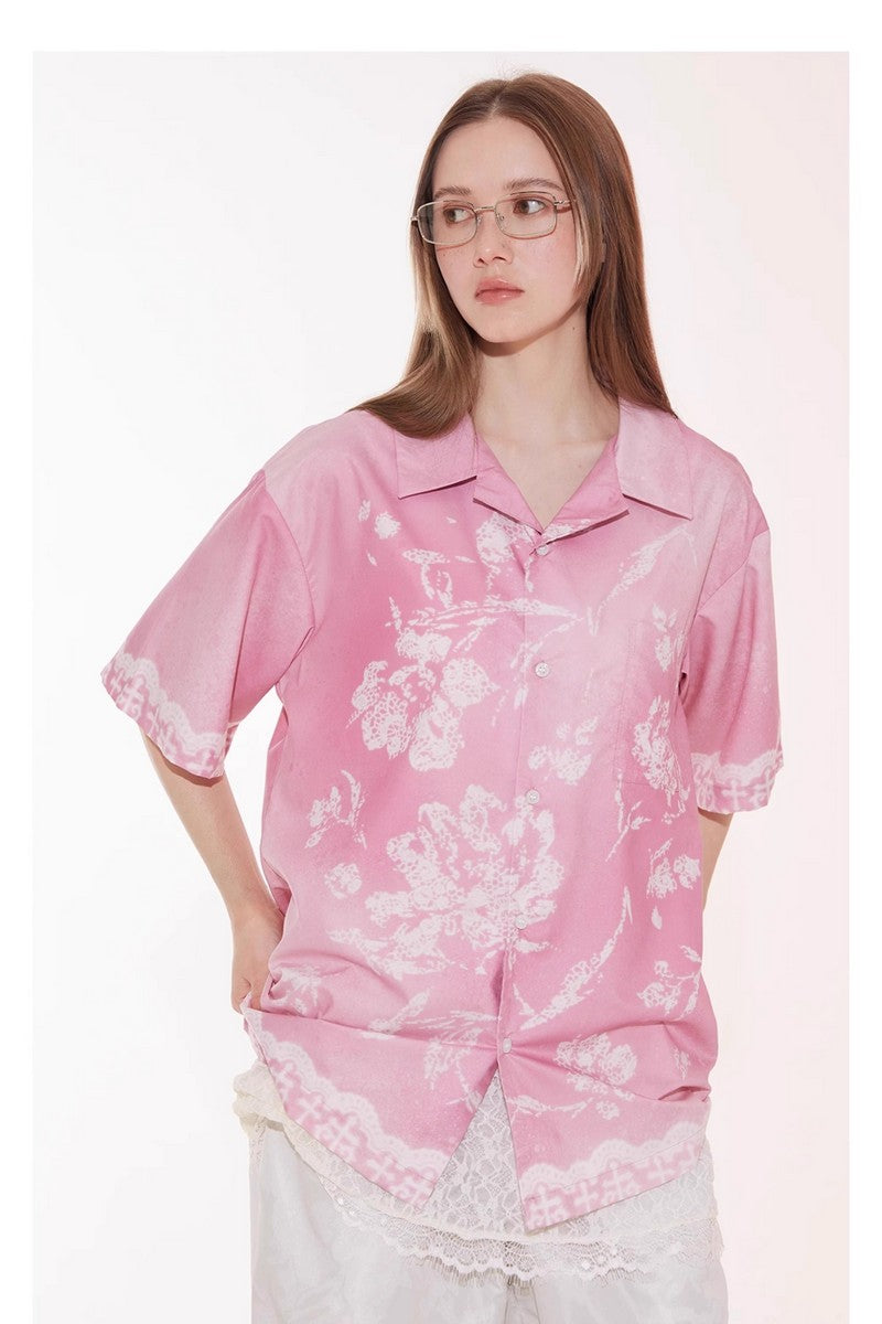 Gradient Lace Graphic Shirt