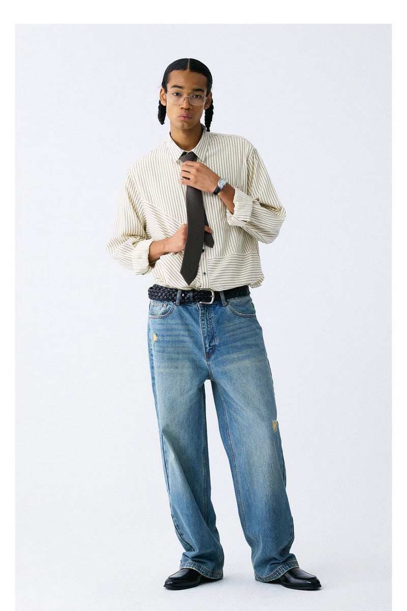 Heavyweight Washed Distressed Jeans - Empty Reference