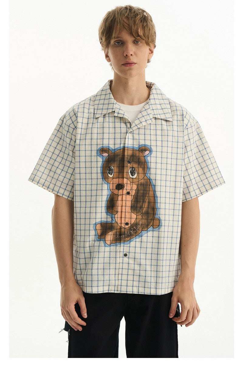 Sad Bear Plaid Spray Shirt - Empty Reference