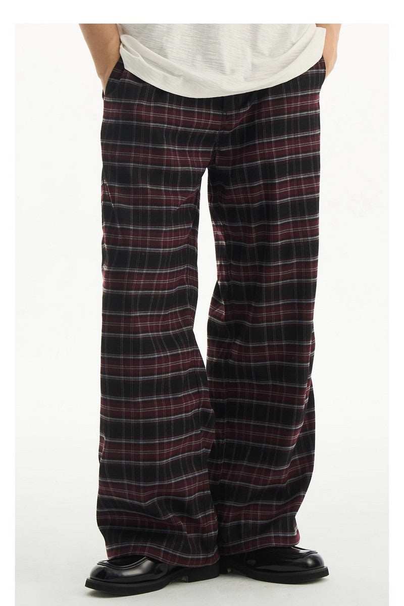 Purple Plaid Casual Trousers - Empty Reference