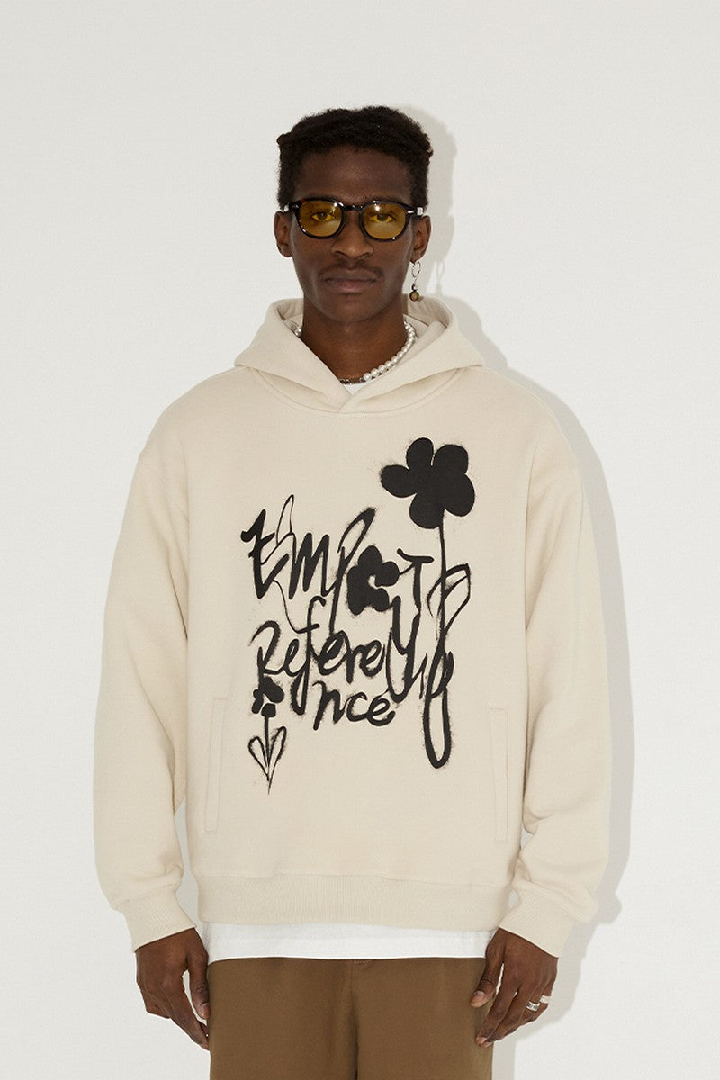 Ink Splash Floral Text Hoodie