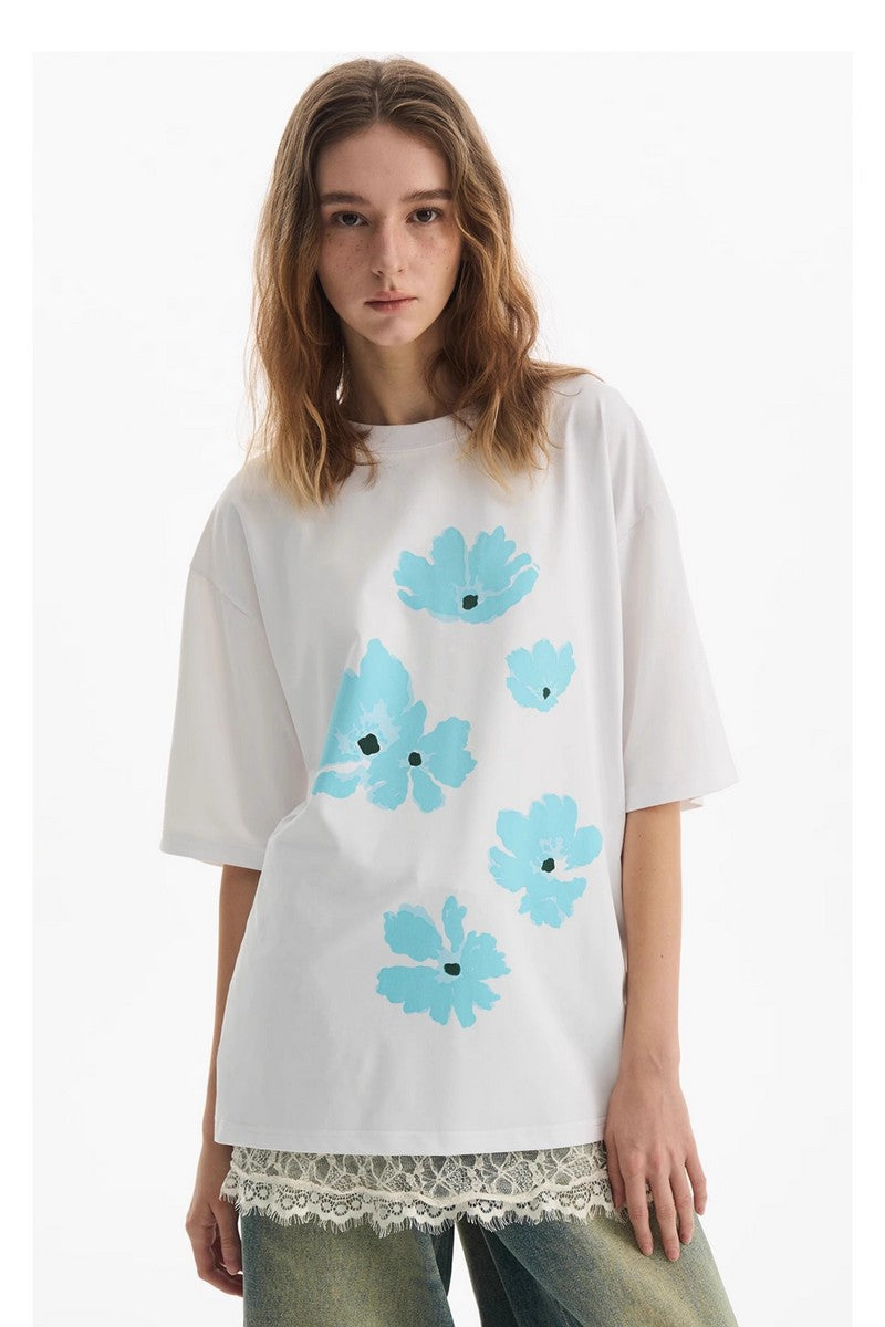 Blue Floral Graphic Tee
