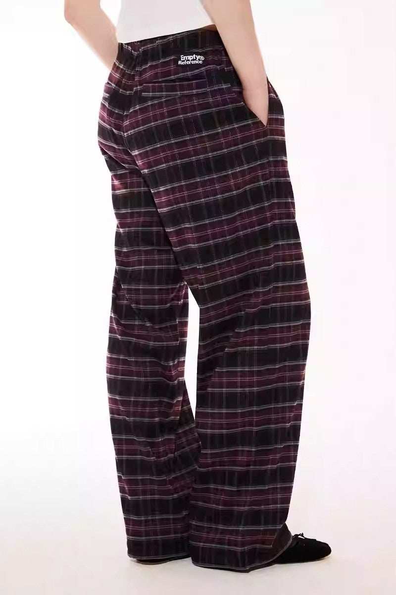 Purple Plaid Casual Trousers - Empty Reference