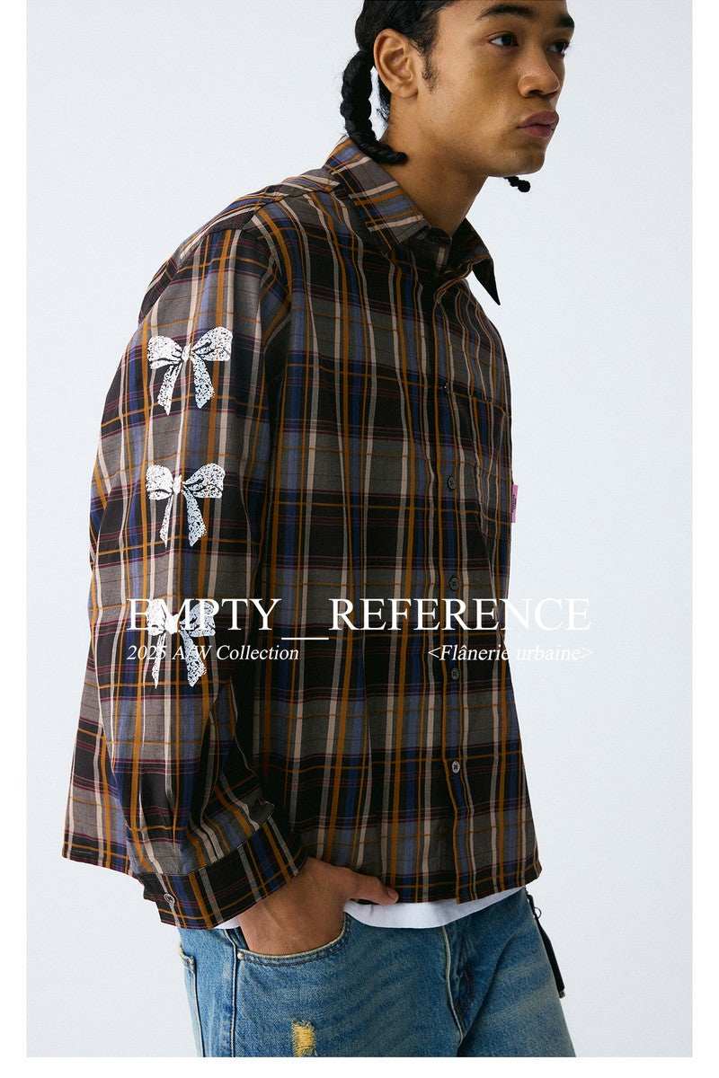 Plaid Bow Print Shirt - Empty Reference