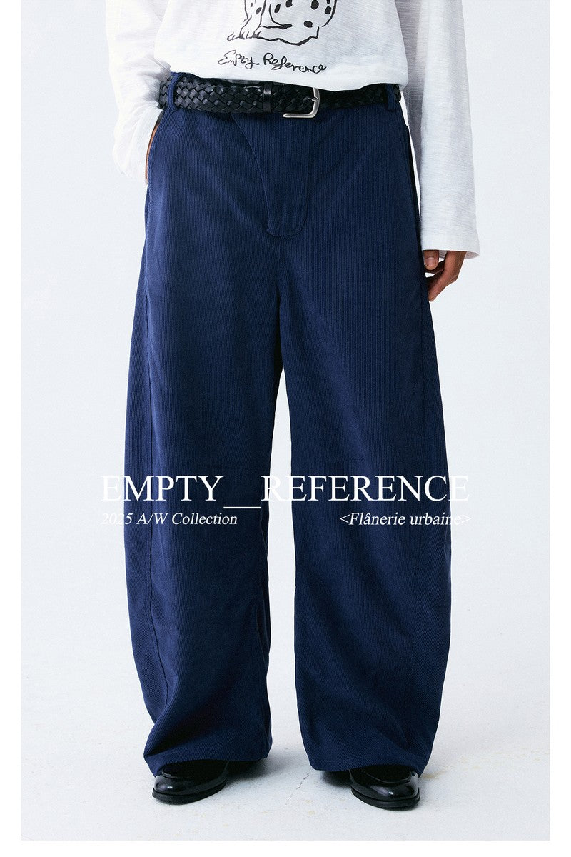 Navy Corduroy Wide Blade Trousers