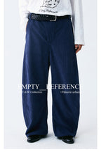 Navy Corduroy Wide Blade Trousers