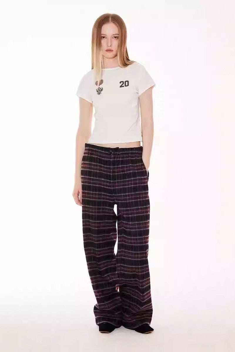 Purple Plaid Casual Trousers - Empty Reference