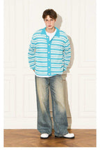 Blue White Stripe Knit Shirt - Empty Reference