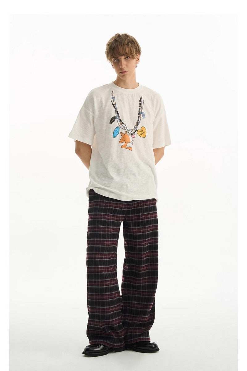 Purple Plaid Casual Trousers - Empty Reference