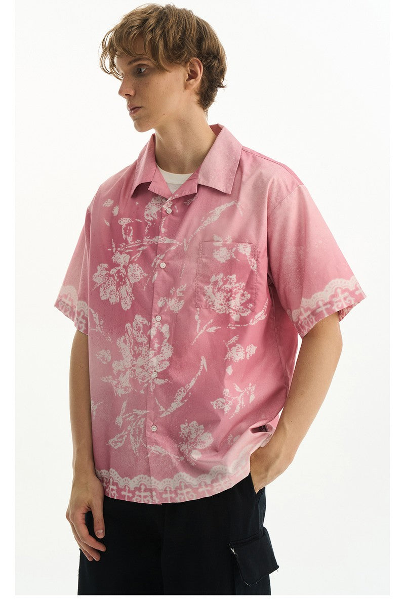 Gradient Lace Graphic Shirt