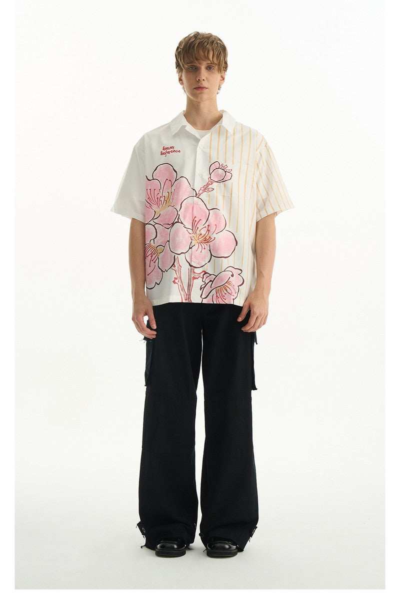 Striped Floral Casual Shirt - Empty Reference
