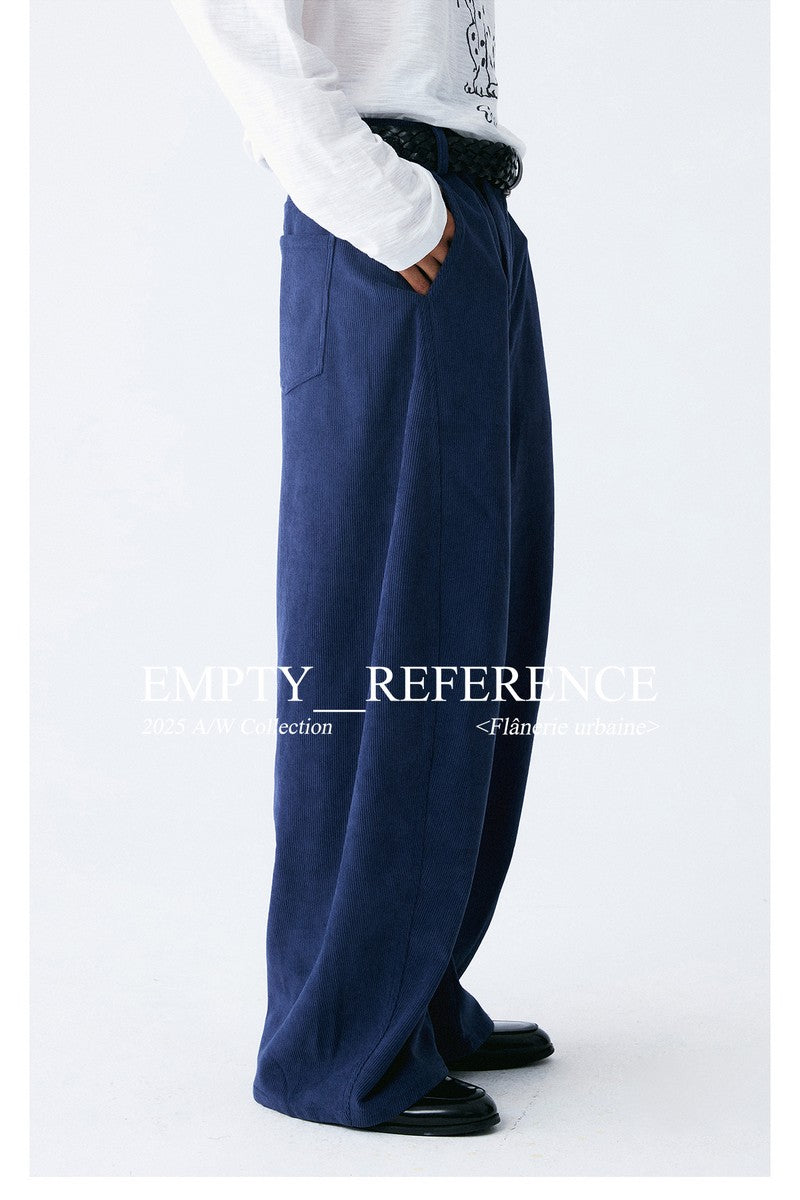 Navy Corduroy Wide Blade Trousers