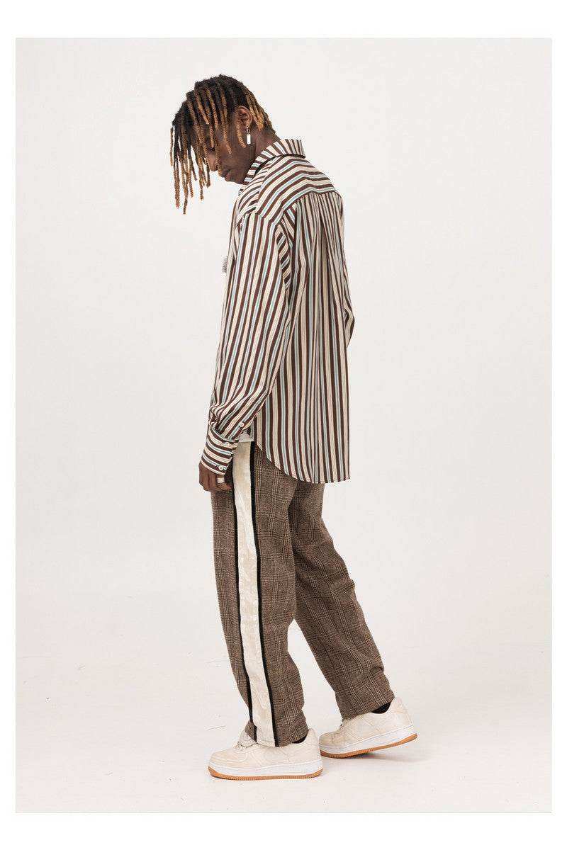 Brown Plaid Velvet Trousers - Empty Reference
