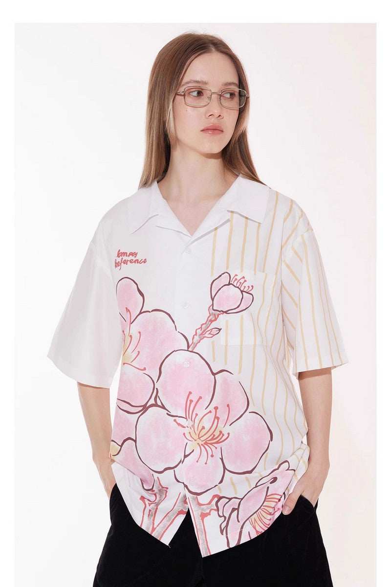 Striped Floral Casual Shirt - Empty Reference
