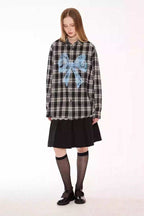 Bow Plaid Long Sleeve Shirt - Empty Reference