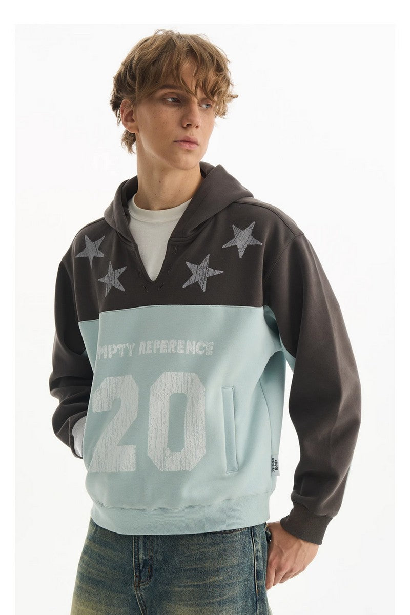 Star Letter Patchwork Hoodie