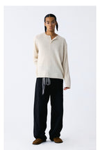 Linen Lyocell Stripe Henley Sweater