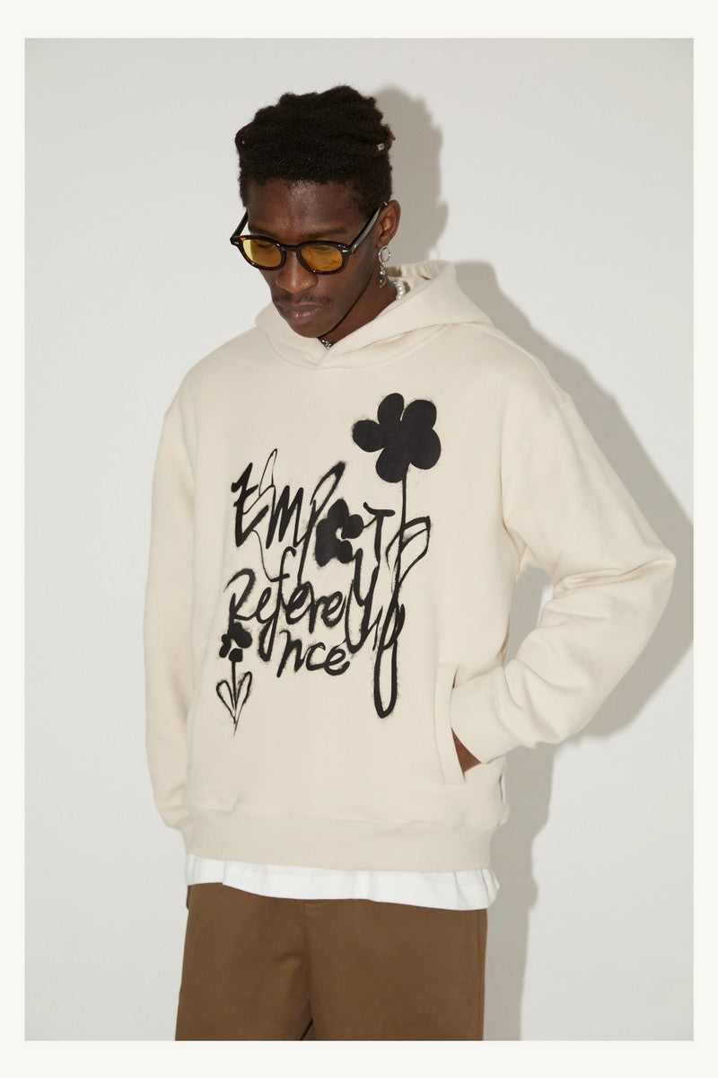 Ink Splash Floral Text Hoodie
