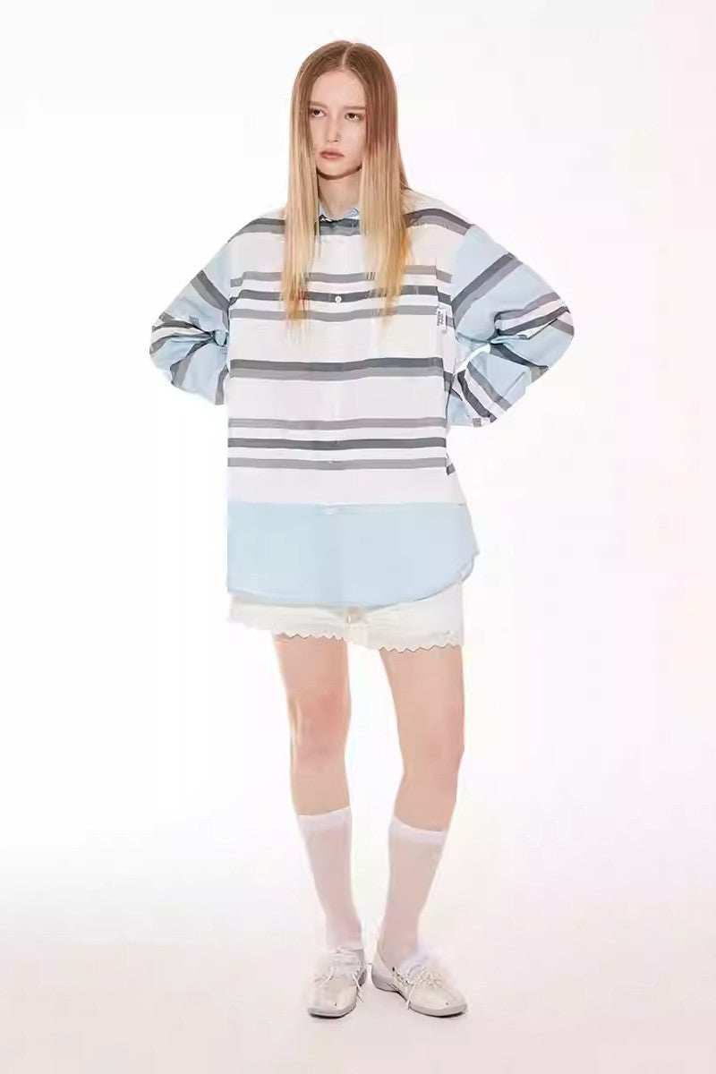 Layered Stripe Contrast Shirt - Empty Reference