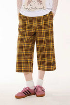 Plaid Embroidered Loose Shorts - Empty Reference