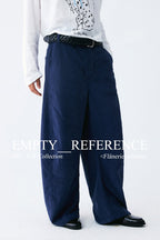 Navy Corduroy Wide Blade Trousers