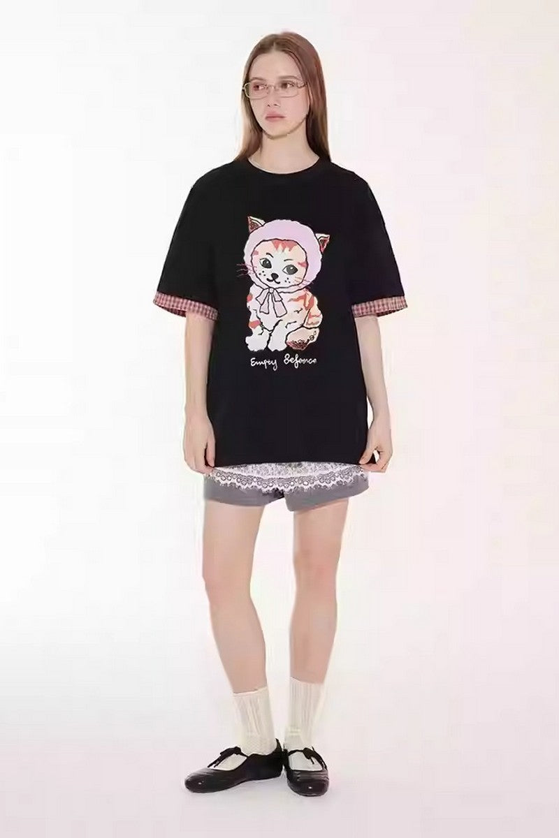 Layered Cat Graphic Tee