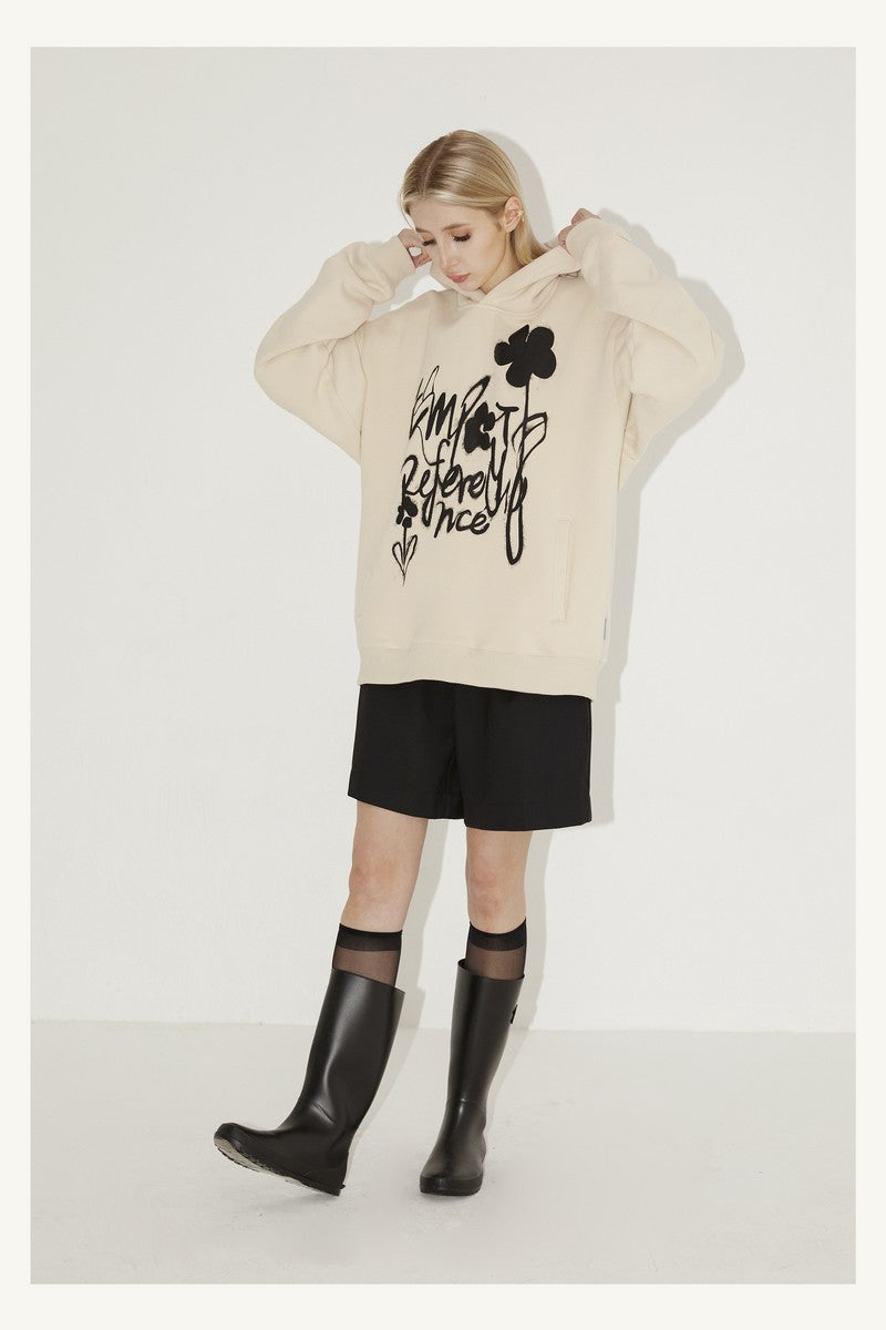 Ink Splash Floral Text Hoodie