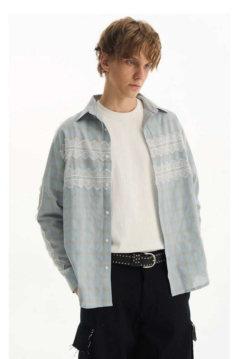 Lace Trim Plaid Shirt - Empty Reference