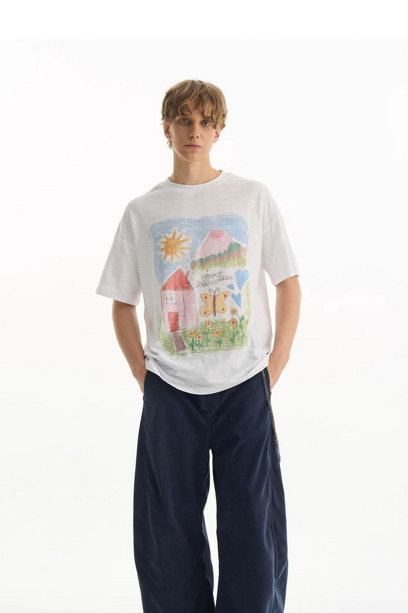 Whimsical Sketch Cotton Tee