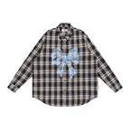 Bow Plaid Long Sleeve Shirt - Empty Reference