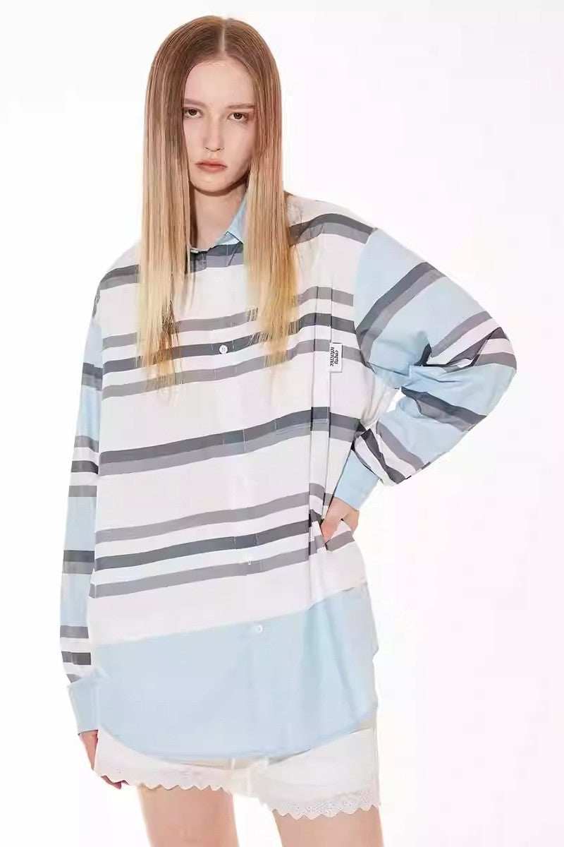 Layered Stripe Contrast Shirt - Empty Reference