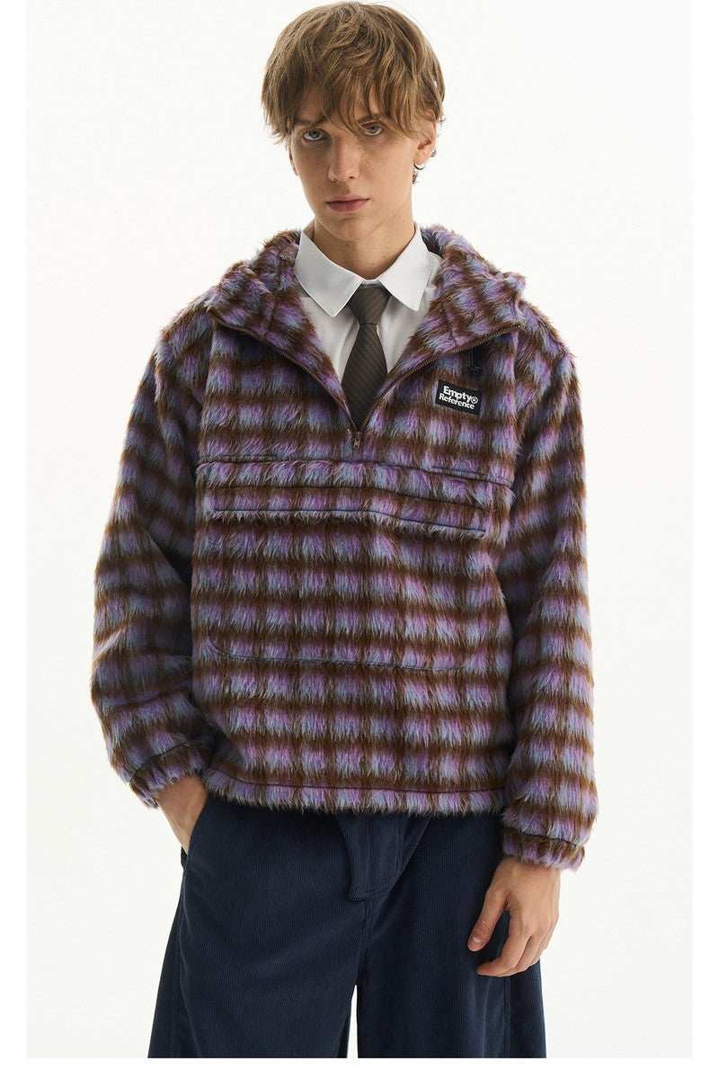 Plaid Fleece Pocket Hoodie - Empty Reference