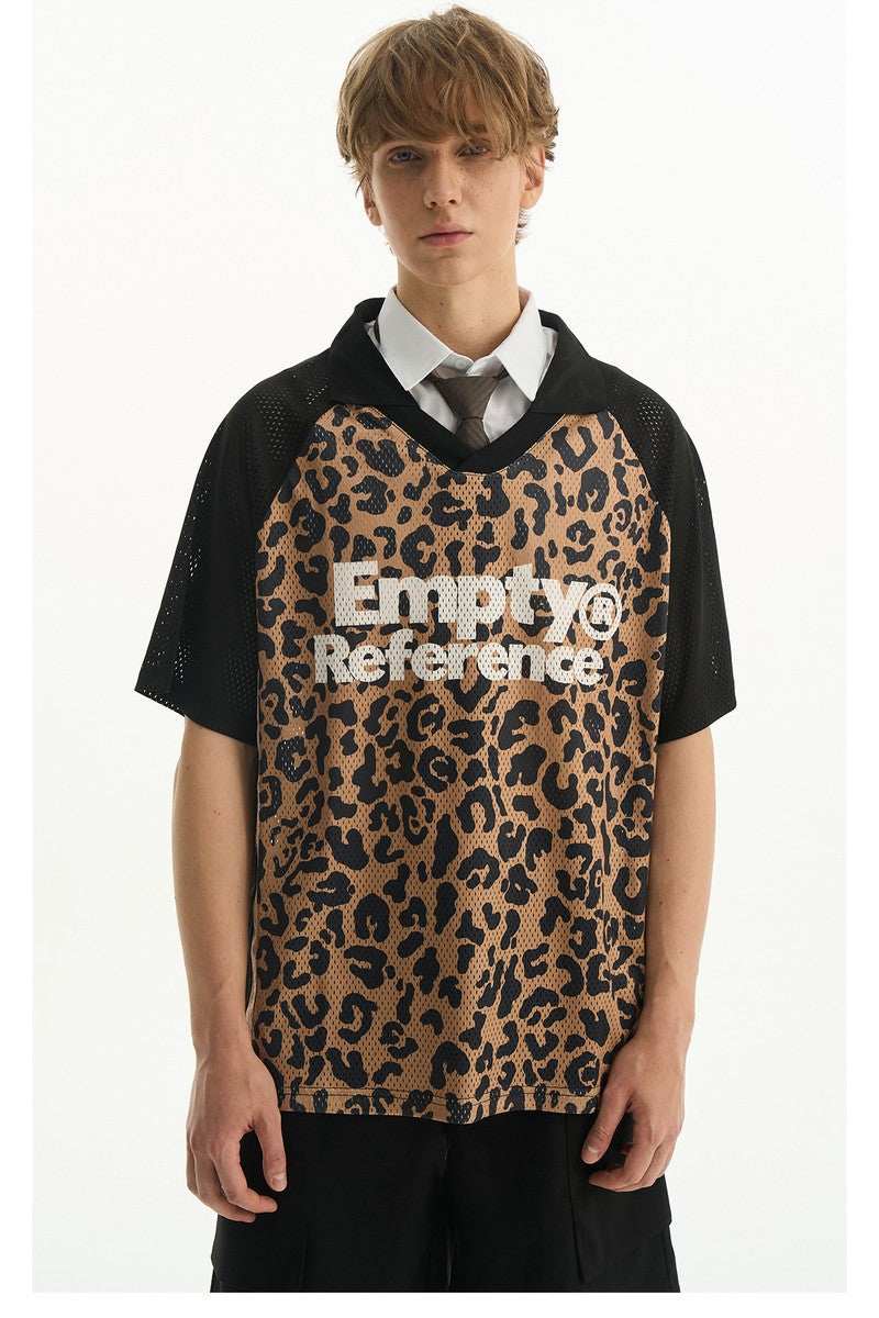 Leopard Mesh Polo Shirt - Empty Reference
