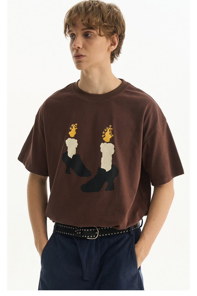Brown Soft Graphic Lounge Tee
