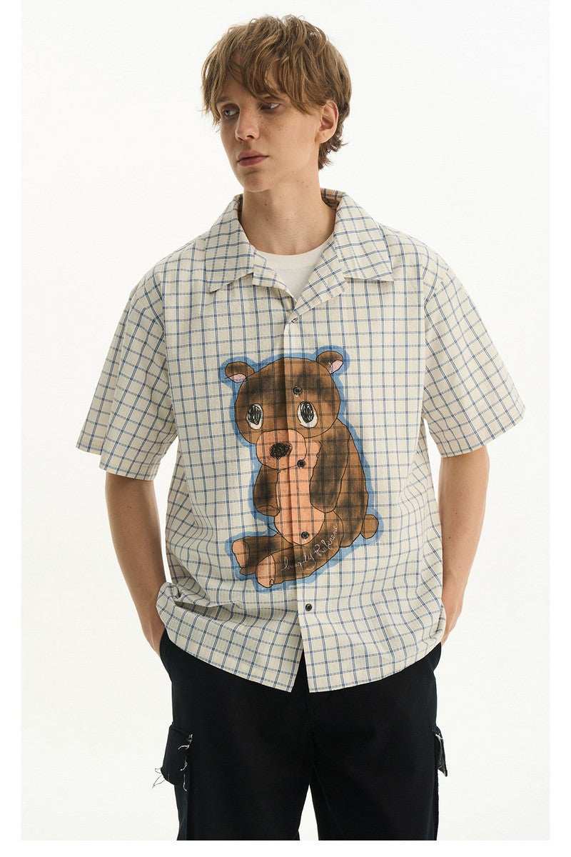 Sad Bear Plaid Spray Shirt - Empty Reference