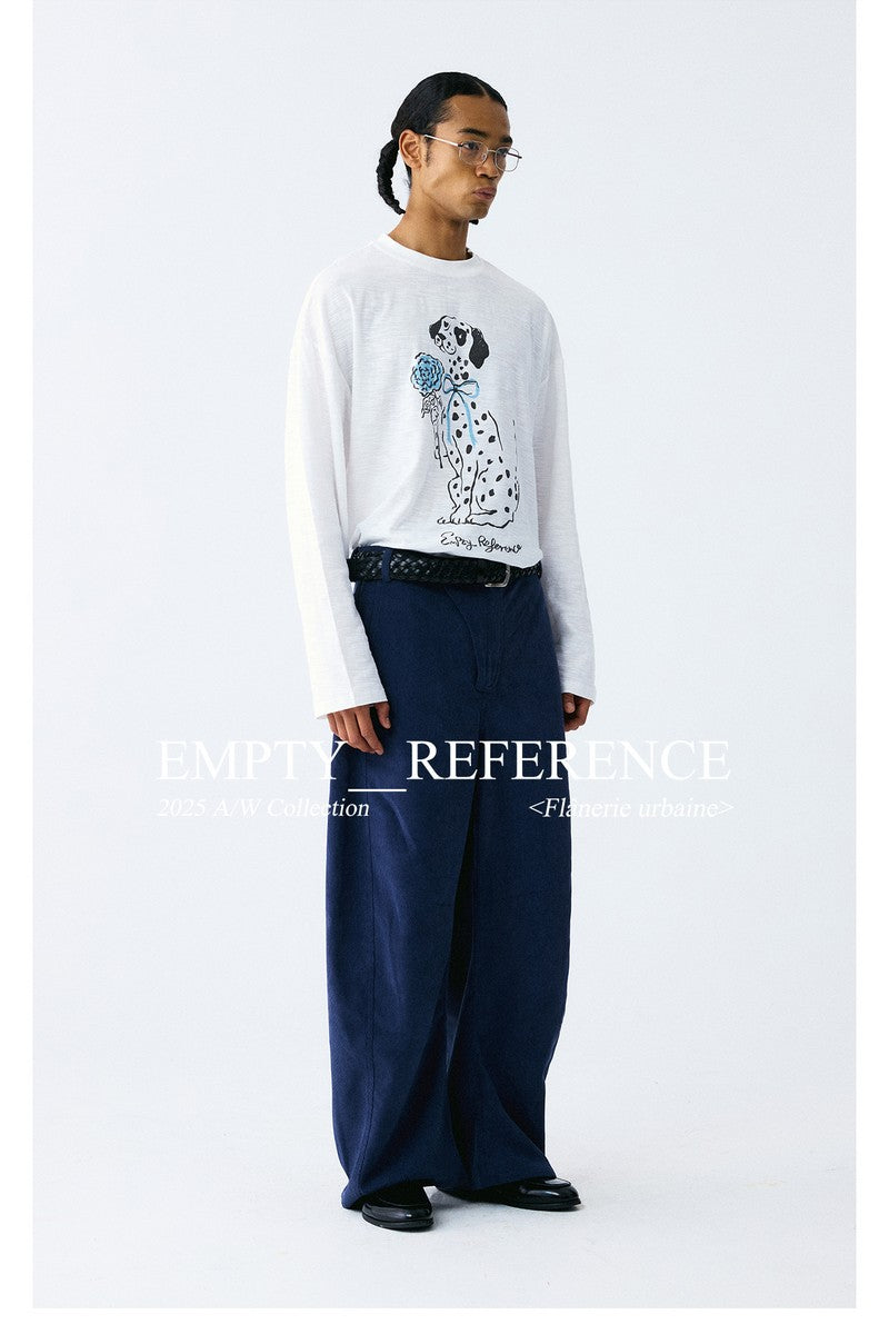 Navy Corduroy Wide Blade Trousers