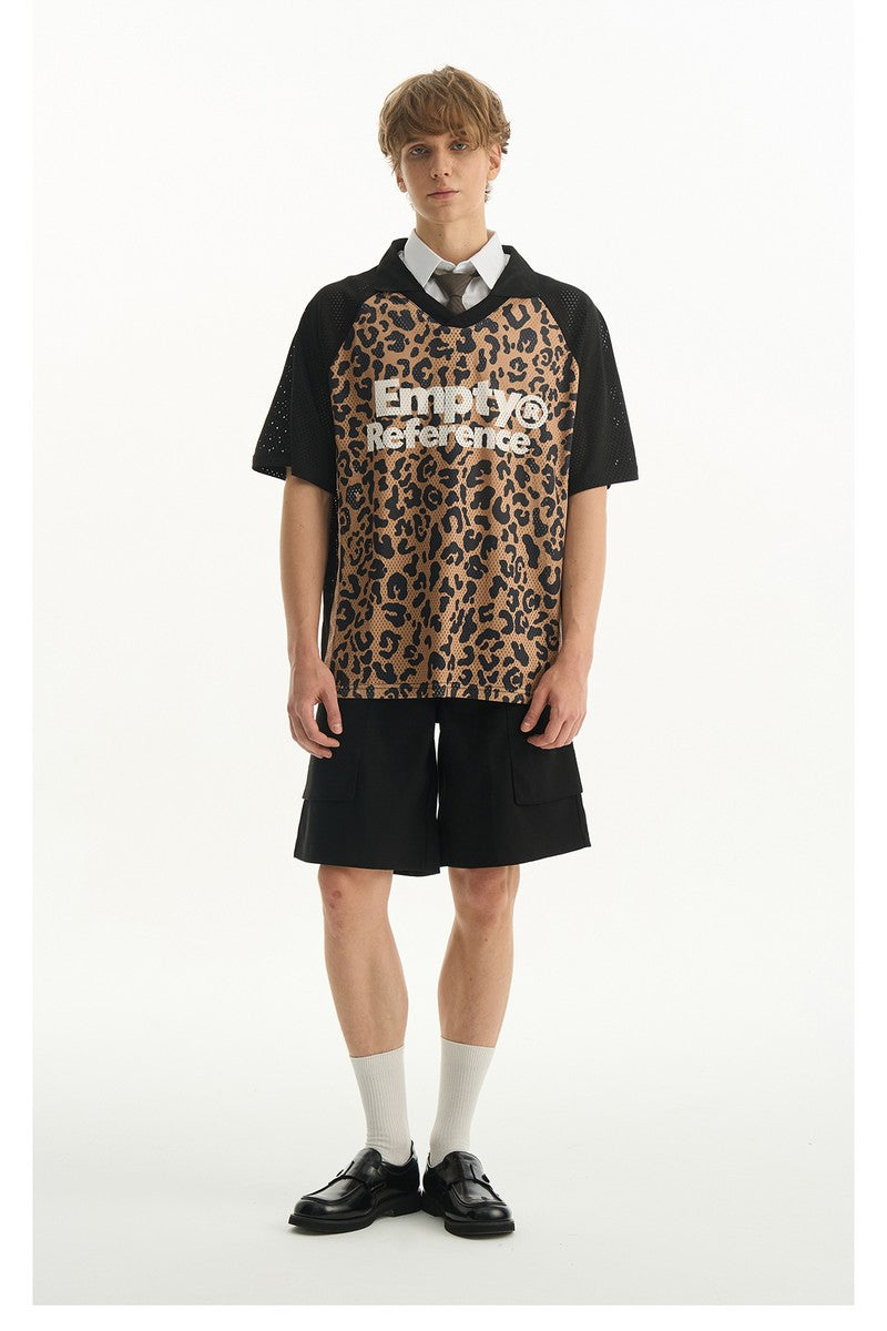 Leopard Mesh Polo Shirt