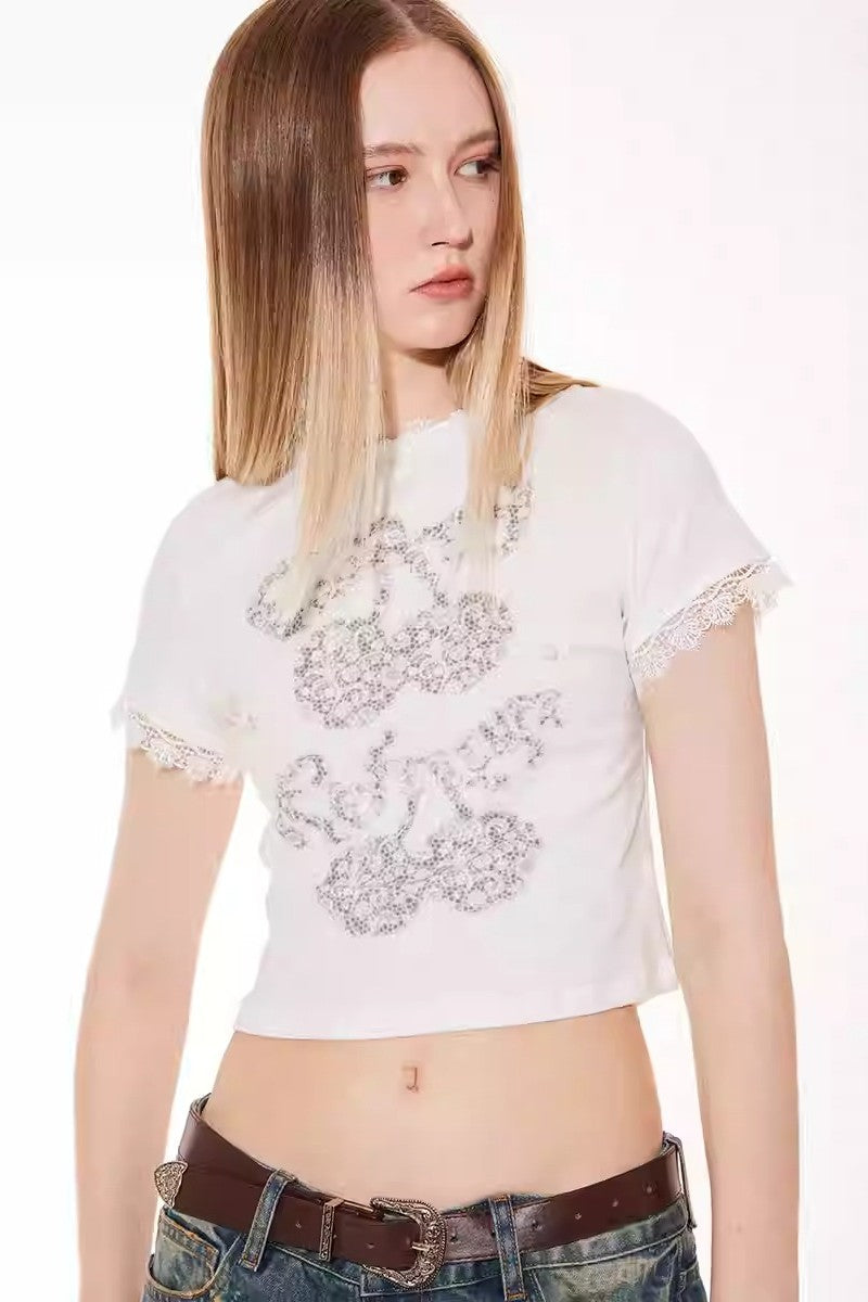 Cherry Lace Patchwork Tee