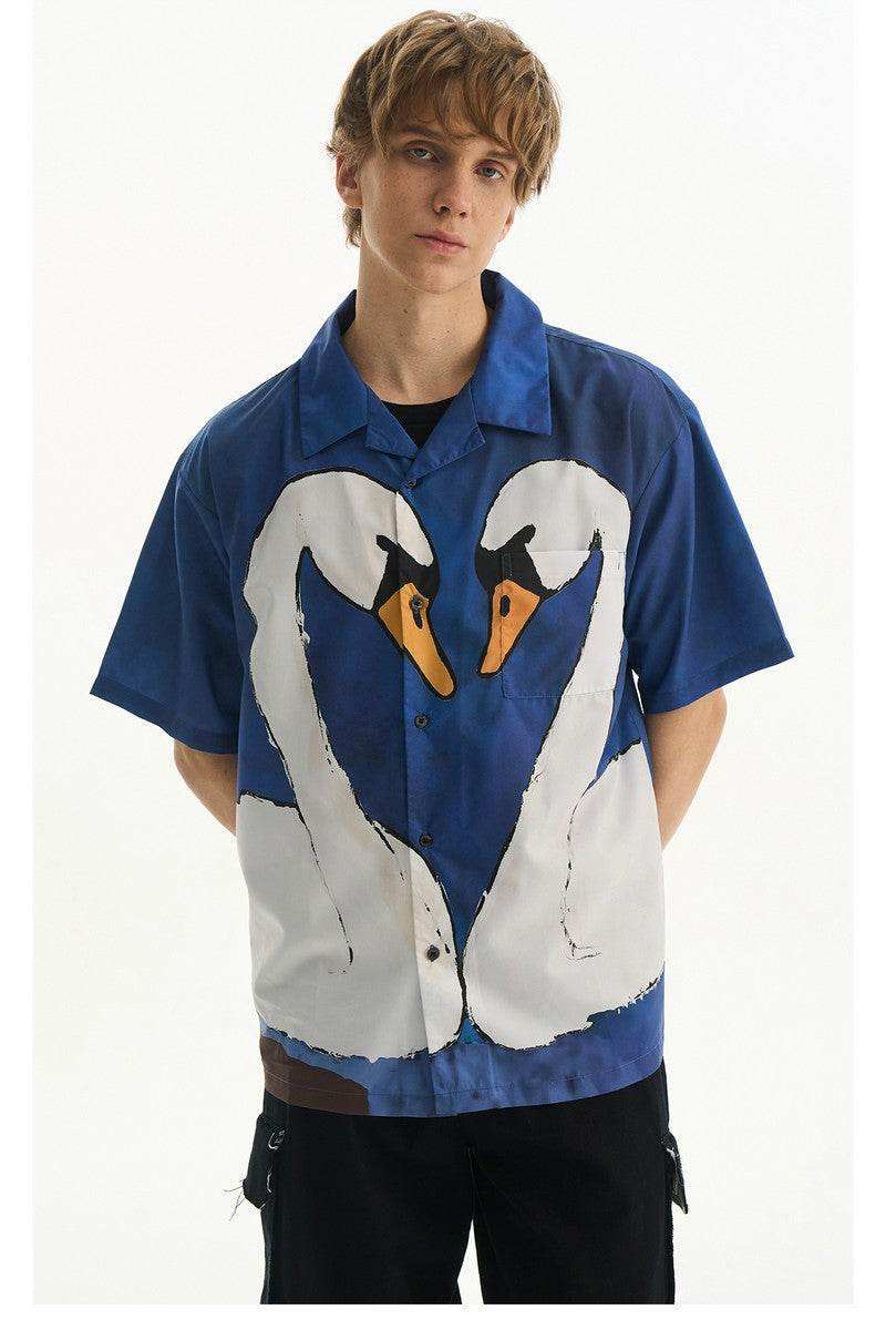 Cartoon Swan Graphic Shirt - Empty Reference