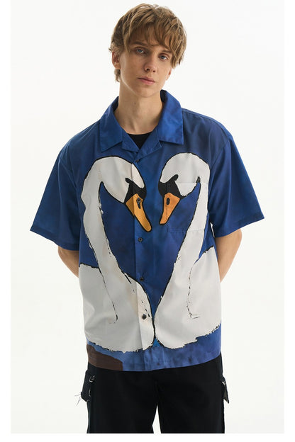 Cartoon Swan Graphic Shirt