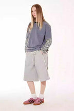 Grey Knit Drawstring Shorts - Empty Reference