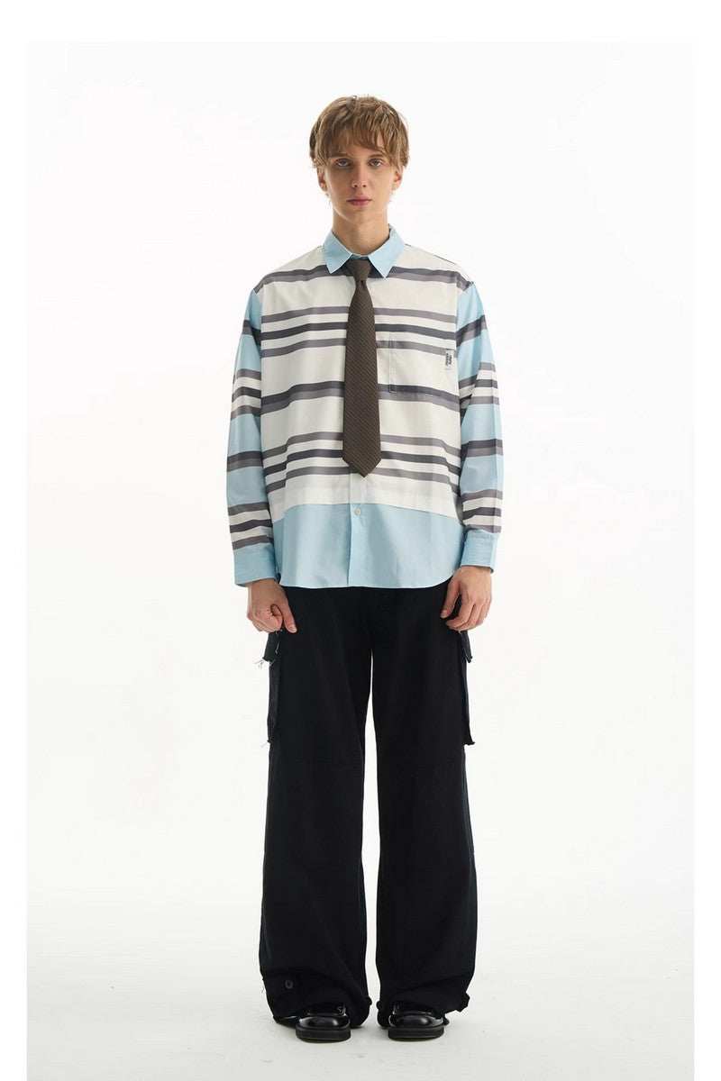 Layered Stripe Contrast Shirt - Empty Reference