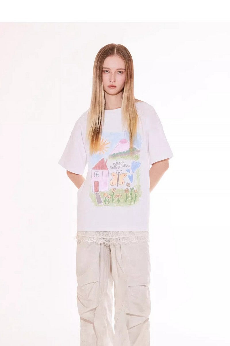 Whimsical Sketch Cotton Tee